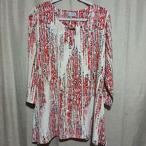 JM Collection Red and‎ Orange Graphic Tunic